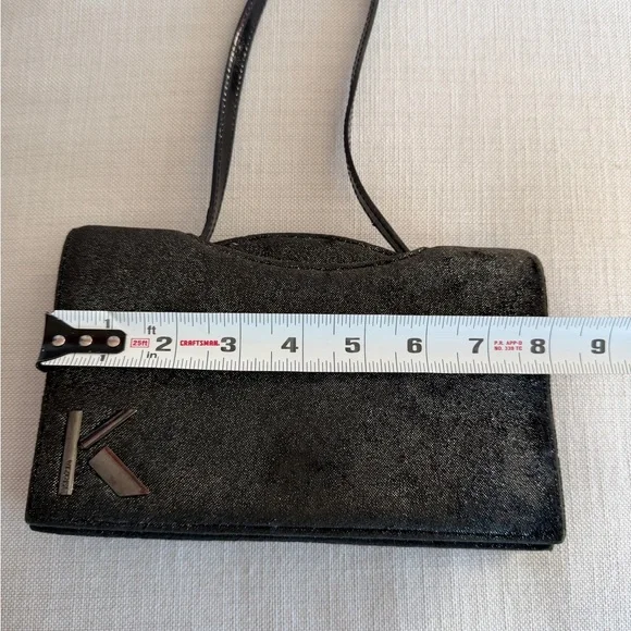 KRIZIA Vintage Y2K Black Gunmetal Shimmer Evening Clutch Made in Italy - Picture 14 of 16